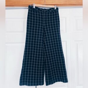 Anthropologie Black and White Grid Wide Leg Pants